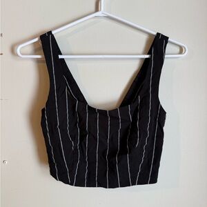 H&M Black Crop Top with White Stripes